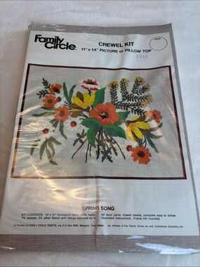 Vintage NWT Family Circle Crewel Kit "Spring Song" Floral Full Kit! Cottagecore